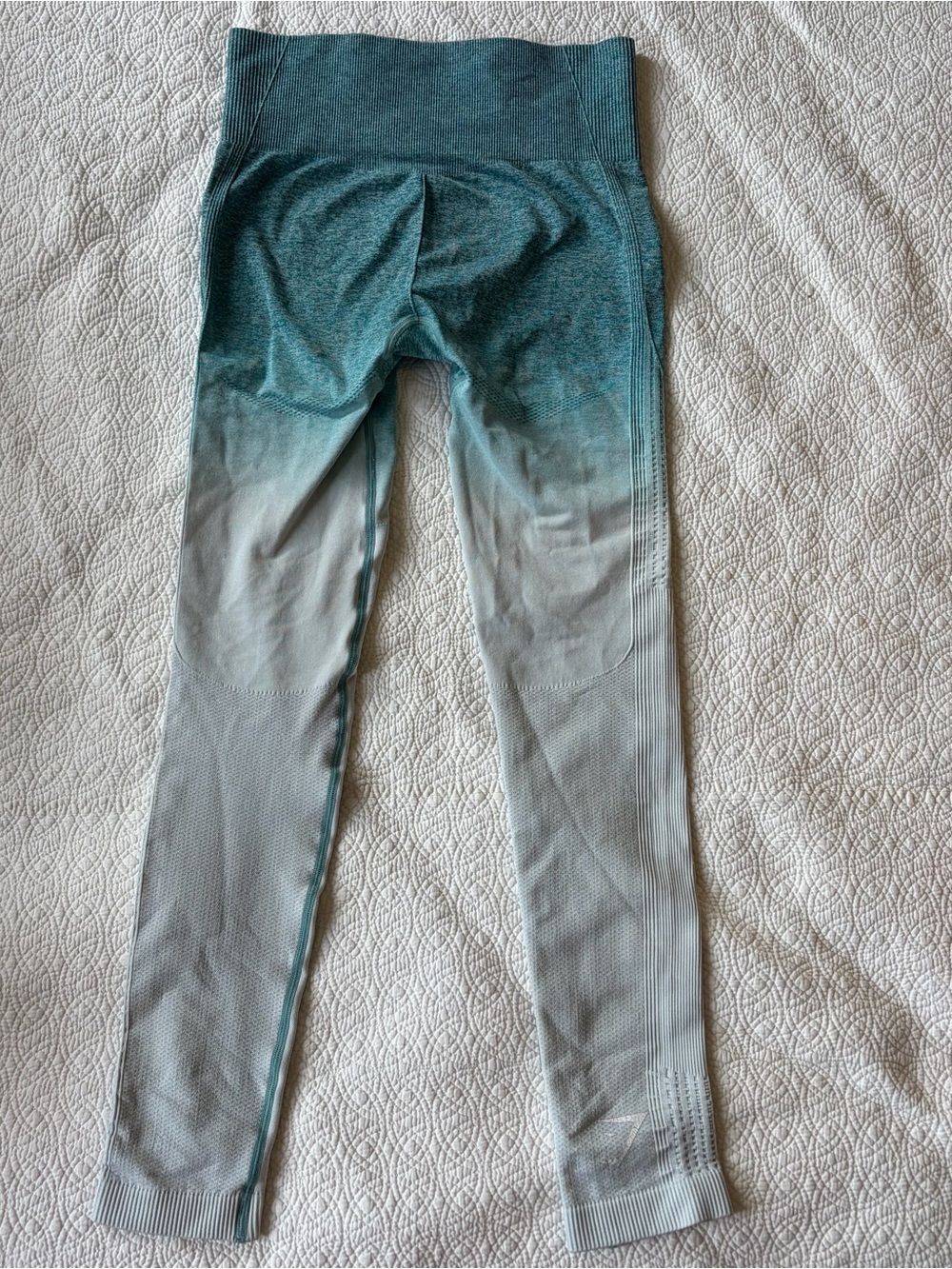 Gymshark Kids Teal to Light Gray Ombre Seamless Leggings